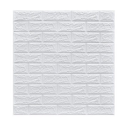 Set 10 Placi Tapet 3D, Klevo, 70 x 77 cm, Grosime 3 mm, din Polietilena, Model Caramida, Suprafata acoperita 5.3 mp, Alb