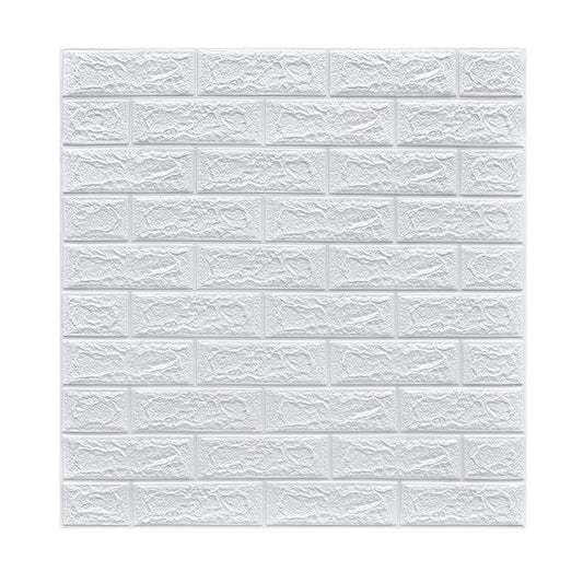 Set 10 Placi Tapet 3D, Klevo, 70 x 77 cm, Grosime 3 mm, din Polietilena, Model Caramida, Suprafata acoperita 5.3 mp, Alb