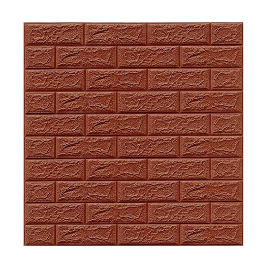 Set 10 Placi Tapet 3D, Klevo, 70 x 77 cm, Grosime 3 mm, din Polietilena, Model Caramida, Suprafata acoperita 5.3 mp, Maro