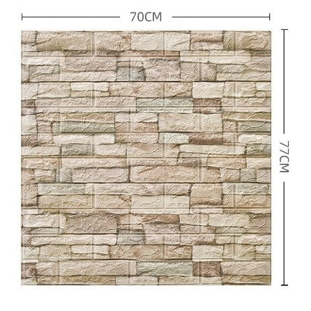Set 10 Placi Tapet 3D, Klevo, 70 x 77 cm, Grosime 3 mm, din Polietilena, Model Caramida, Suprafata acoperita 5.3 mp, Bej