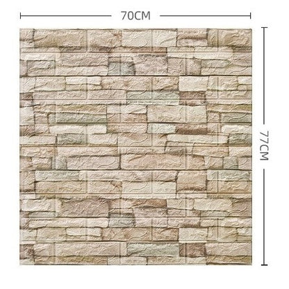 Set 10 Placi Tapet 3D, Klevo, 70 x 77 cm, Grosime 3 mm, din Polietilena, Model Caramida, Suprafata acoperita 5.3 mp, Bej