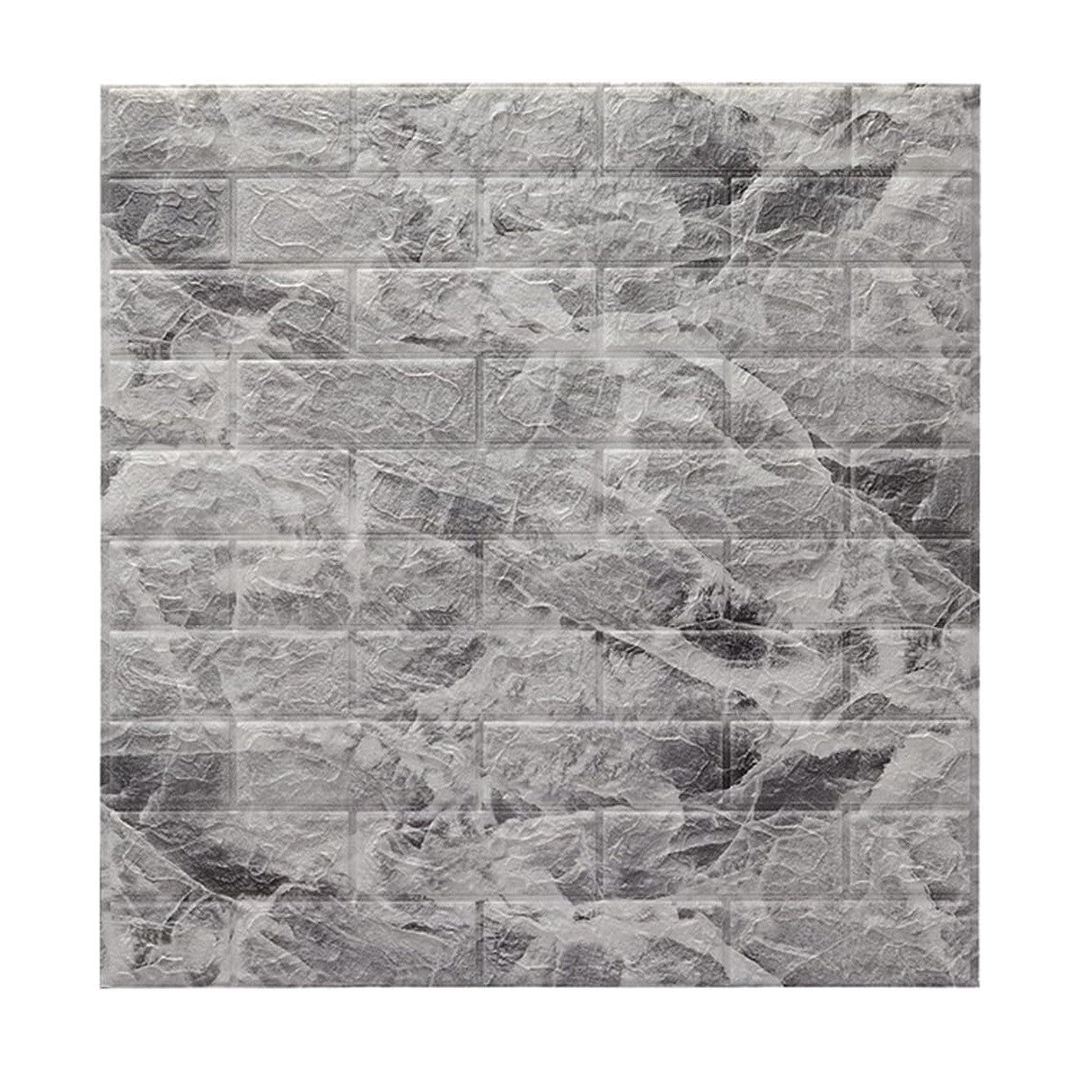 Set 10 Placi Tapet 3D, Klevo, 70 x 77 cm, Grosime 3 mm, din Polietilena, Model Caramida, Suprafata acoperita 5.3 mp, Marmura Gri