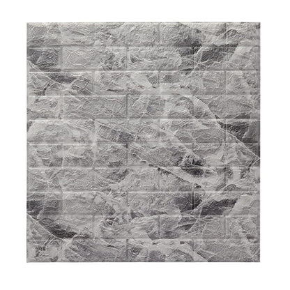 Set 10 Placi Tapet 3D, Klevo, 70 x 77 cm, Grosime 3 mm, din Polietilena, Model Caramida, Suprafata acoperita 5.3 mp, Marmura Gri