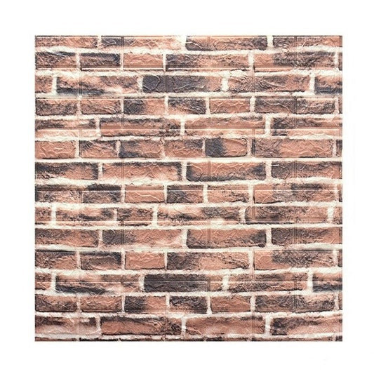 Set 10 Placi Tapet 3D, Klevo, 70 x 77 cm, Grosime 3 mm, din Polietilena, Model Caramida, Suprafata acoperita 5.3 mp, Caramida Rosie