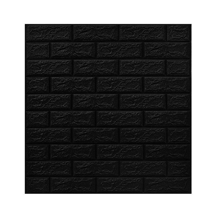 Set 10 Placi Tapet 3D, Klevo, 70 x 77 cm, Grosime 3 mm, din Polietilena, Model Caramida, Suprafata acoperita 5.3 mp, Negru