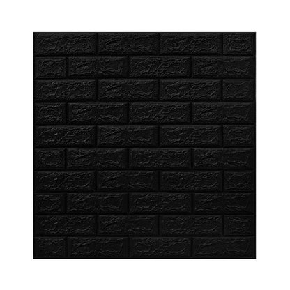 Set 10 Placi Tapet 3D, Klevo, 70 x 77 cm, Grosime 3 mm, din Polietilena, Model Caramida, Suprafata acoperita 5.3 mp, Negru