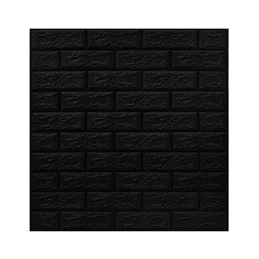 Set 10 Placi Tapet 3D, Klevo, 70 x 77 cm, Grosime 3 mm, din Polietilena, Model Caramida, Suprafata acoperita 5.3 mp, Negru