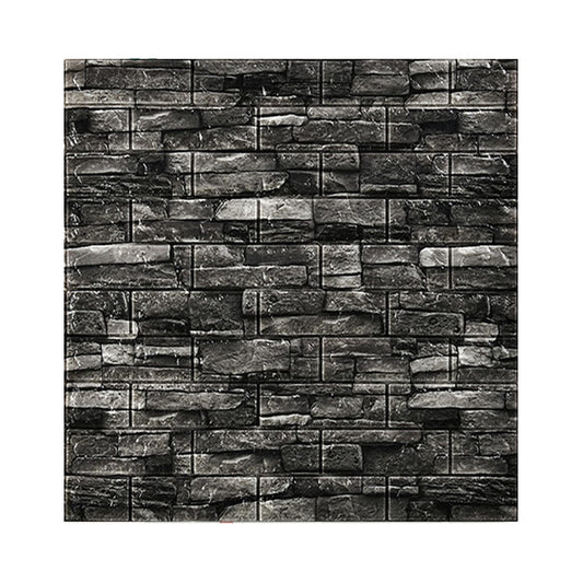 Set 10 Placi Tapet 3D, Klevo, 70 x 77 cm, Grosime 3 mm, din Polietilena, Model Caramida, Suprafata acoperita 5.3 mp, Gri Inchis