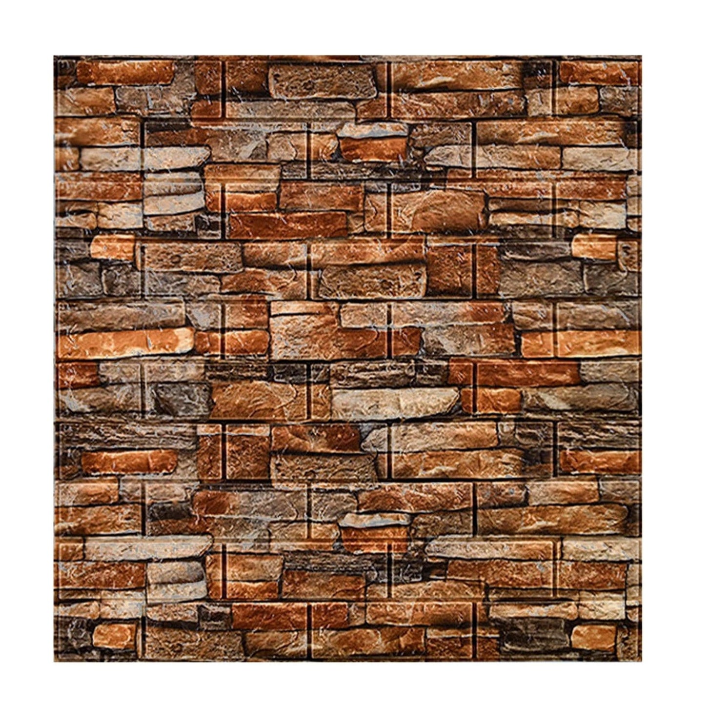 Set 10 Placi Tapet 3D, Klevo, 70 x 77 cm, Grosime 3 mm, din Polietilena, Model Caramida, Suprafata acoperita 5.3 mp, Piatra Rosie