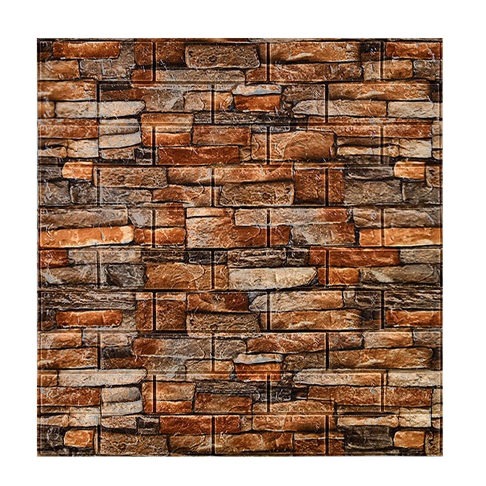 Set 10 Placi Tapet 3D, Klevo, 70 x 77 cm, Grosime 3 mm, din Polietilena, Model Caramida, Suprafata acoperita 5.3 mp, Piatra Rosie