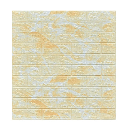 Set 10 Placi Tapet 3D, Klevo, 70 x 77 cm, Grosime 3 mm, din Polietilena, Model Caramida, Suprafata acoperita 5.3 mp, Marmura Galbena
