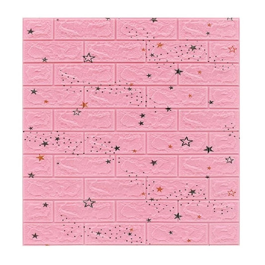 Set 10 Placi Tapet 3D, Klevo, 70 x 77 cm, Grosime 3 mm, din Polietilena, Tip Caramida, Model Stele, Suprafata acoperita 5.3 mp, Roz