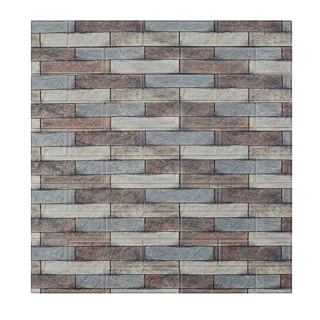 Set 10 Placi Tapet 3D, Klevo, 70 x 77 cm, Grosime 3 mm, din Polietilena, Model Caramida, Suprafata acoperita 5.3 mp, Piatra Colorata