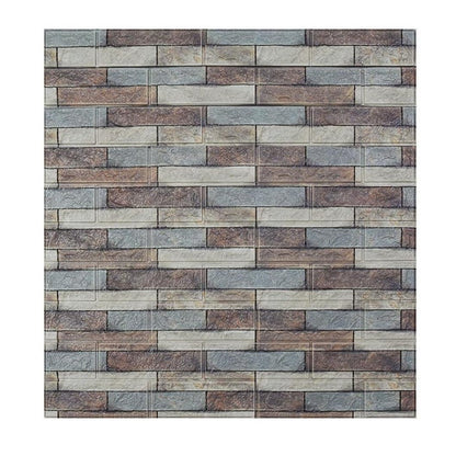 Set 10 Placi Tapet 3D, Klevo, 70 x 77 cm, Grosime 3 mm, din Polietilena, Model Caramida, Suprafata acoperita 5.3 mp, Piatra Colorata