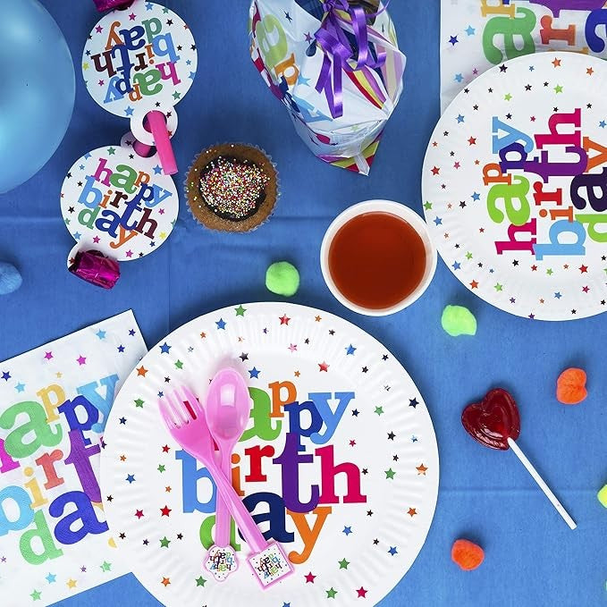 Set 10 Servetele de Masa, Klevo, Colectia Happy Birthday, 32 x 32 cm, din Hartie, Multicolor
