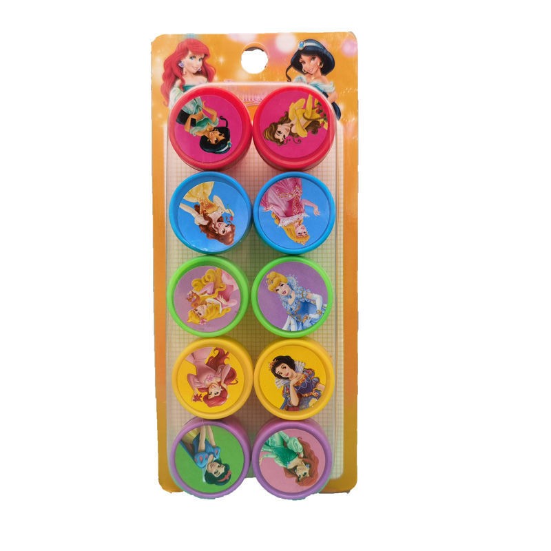 Set 10 Stampile, Klevo, pentru Copii 4-6 Ani, Model Printese din Desene, 20 x 5 x 2 cm, Multicolor