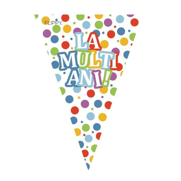 Set 10 Stegulete Tip Banner, Klevo, Colectia LA MULTI ANI , 270 cm Lungime, din Hartie Cretata, Multicolor