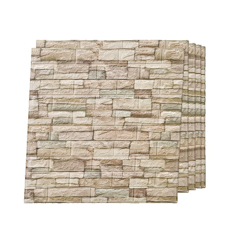 Set 10 Placi de Tapet, Klevo, Autoadezive, 70 x 77 cm, 2.5 mm Grosime, Suprafata Acoperita 5.3 mp, din PVC, Model Piatra, Crem