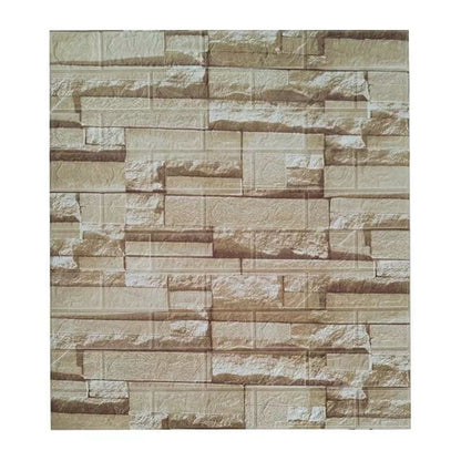 Set 10 Placi de Tapet, Klevo, Autoadezive, 70 x 77 cm, 2.5 mm Grosime, Suprafata Acoperita 5.3 mp, din PVC, Model Piatra, Bej