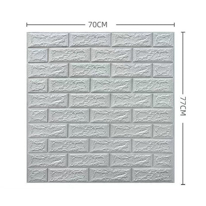 Set 10 Placi de Tapet, Klevo, Autoadezive, 70 x 77 cm, 3.5 mm Grosime, Suprafata Acoperita 5.3 mp, din PVC, Model Caramida, Gri