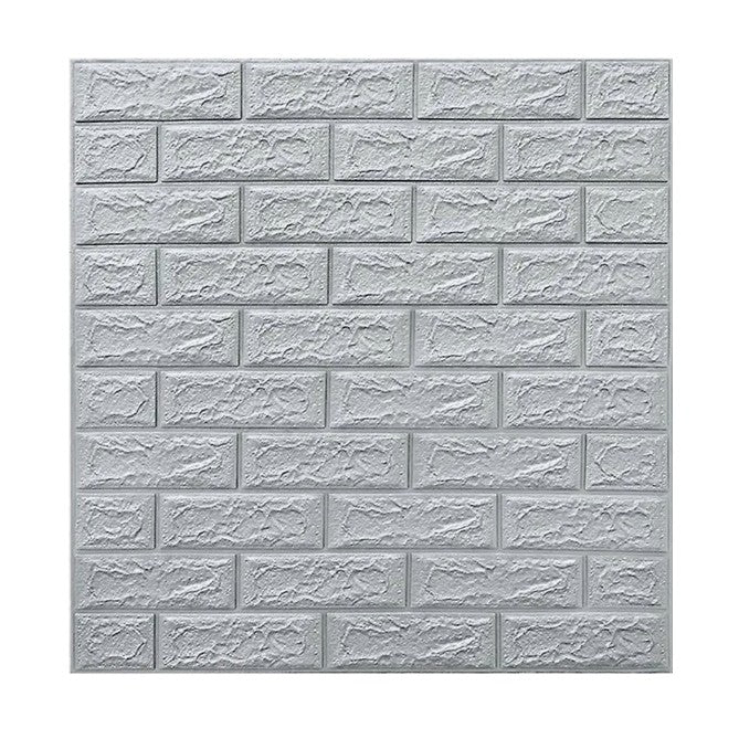 Set 10 Placi de Tapet, Klevo, Autoadezive, 70 x 77 cm, 3.5 mm Grosime, Suprafata Acoperita 5.3 mp, din PVC, Model Caramida, Gri