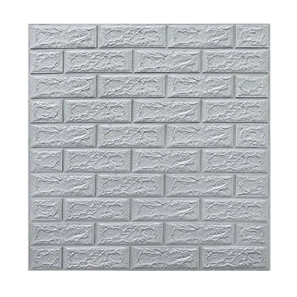 Set 10 Placi de Tapet, Klevo, Autoadezive, 70 x 77 cm, 3.5 mm Grosime, Suprafata Acoperita 5.3 mp, din PVC, Model Caramida, Gri