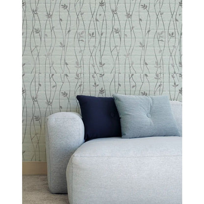 Set 10 Placi de Tapet, Klevo, Autoadezive, 70 x 77 cm, Suprafata Acoperita 5.3 mp, din PVC, Model Frunze Argintii, Gri
