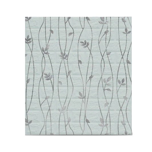 Set 10 Placi de Tapet, Klevo, Autoadezive, 70 x 77 cm, Suprafata Acoperita 5.3 mp, din PVC, Model Frunze Argintii, Gri