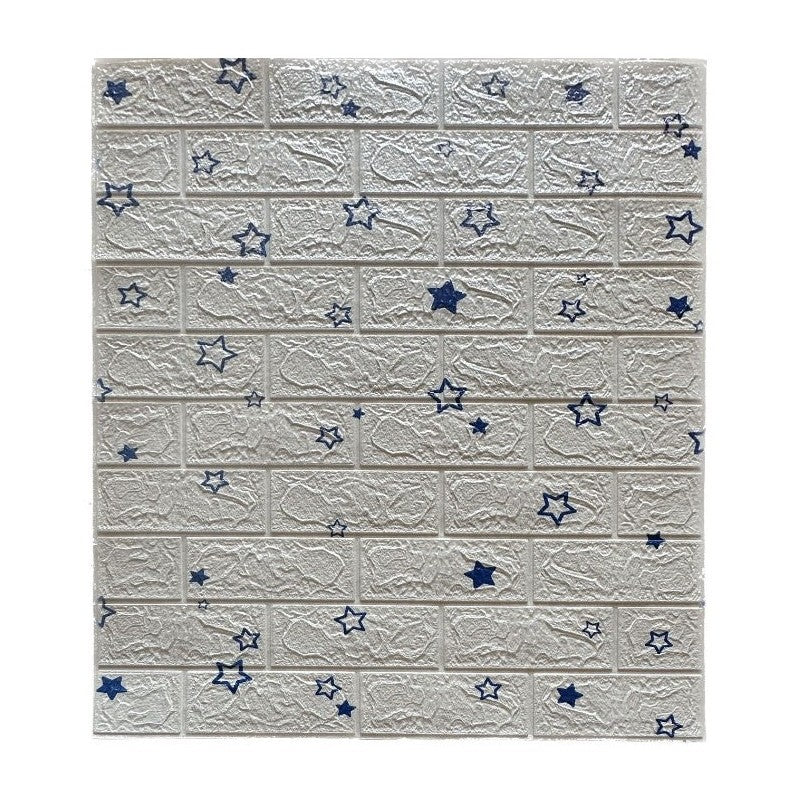 Set 10 Placi de Tapet, Klevo, Autoadezive, 70 x 77 cm, Suprafata Acoperita 5.3 mp, din PVC, Model Stelute Albastre, Alb