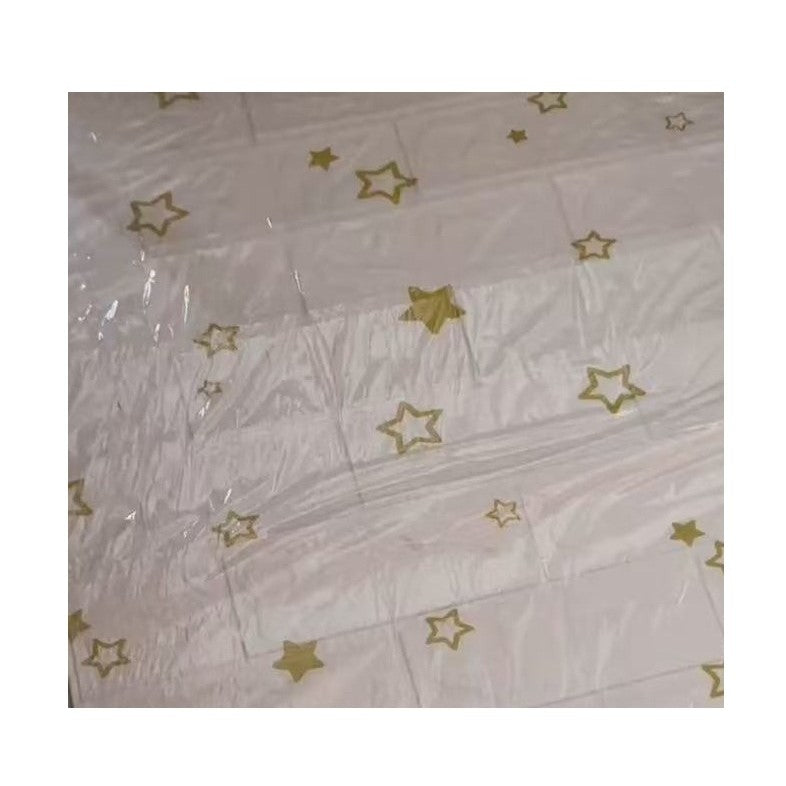 Set 10 Placi de Tapet, Klevo, Autoadezive, 70 x 77 cm, Suprafata Acoperita 5.3 mp, din PVC, Model Stelute Aurii, Alb