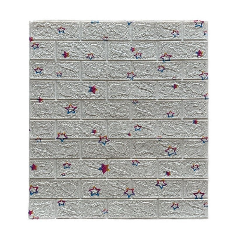 Set 10 Placi de Tapet, Klevo, Autoadezive, 70 x 77 cm, Suprafata Acoperita 5.3 mp, din PVC, Model Stelute Curcubeu, Alb
