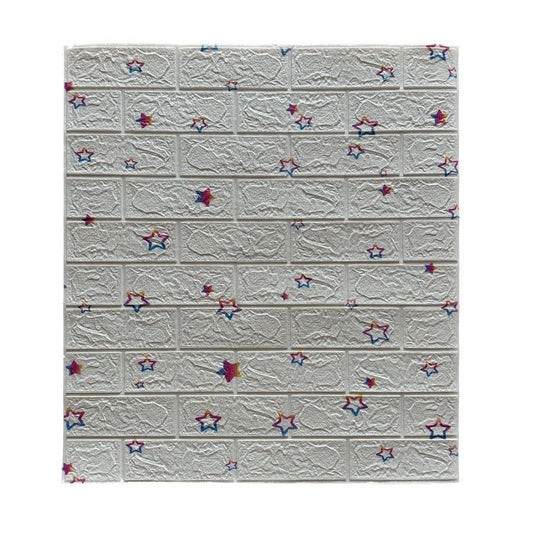 Set 10 Placi de Tapet, Klevo, Autoadezive, 70 x 77 cm, Suprafata Acoperita 5.3 mp, din PVC, Model Stelute Curcubeu, Alb