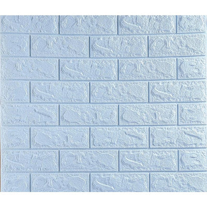 Set 10 Placi de Tapet, Klevo, Autoadezive, 70 x 77 cm, 3.5 mm Grosime, Suprafata Acoperita 5.3 mp, din PVC, Model Caramida, Albastru Deschis