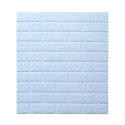 Set 10 Placi de Tapet, Klevo, Autoadezive, 70 x 77 cm, 3.5 mm Grosime, Suprafata Acoperita 5.3 mp, din PVC, Model Caramida, Albastru Deschis