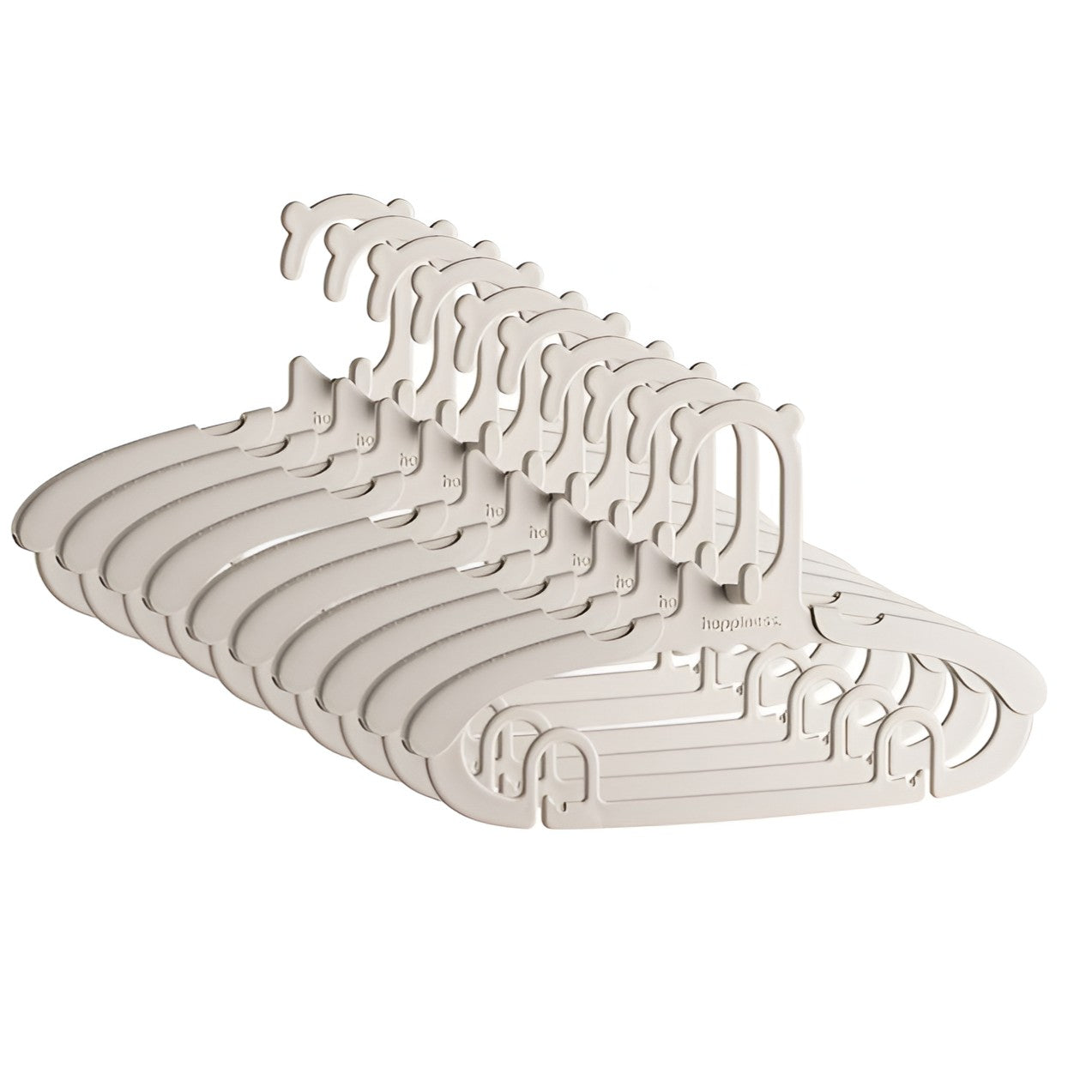 Set 10 Umerase pentru Copii, Klevo, Potrivite pentru Uscarea si Depozitarea Hainelor de Bebelusi, 28x16.7 cm, Crem
