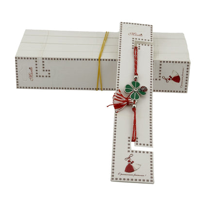 Set 100 Buc Cartonase pentru Bratara Martisor, Klevo, Model Martisor, 15 x 3 cm, Design Traditional de Primavara, Carton Rezistent