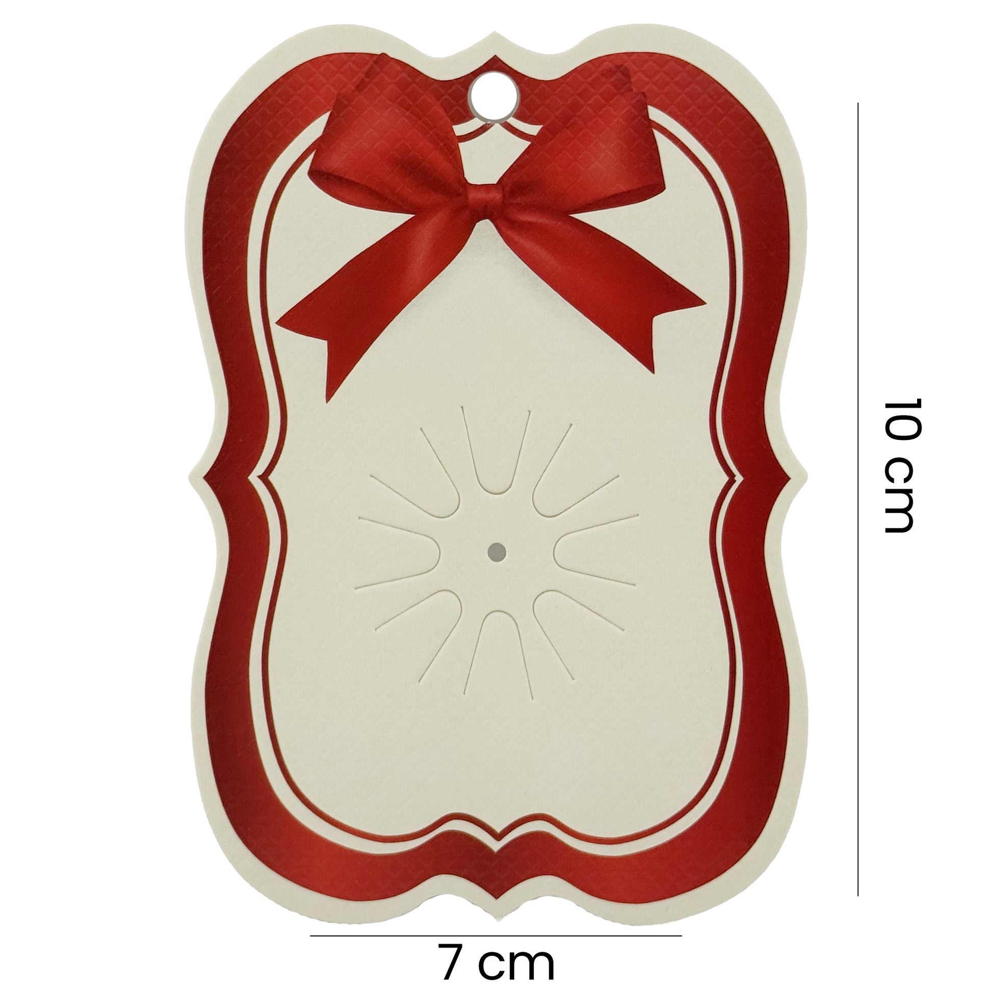 Cartonase Ambalaj pentru Martisor, Klevo, Set 100 buc, Model Printat cu Fundita, 10 x 7 cm, Rosu/Cream