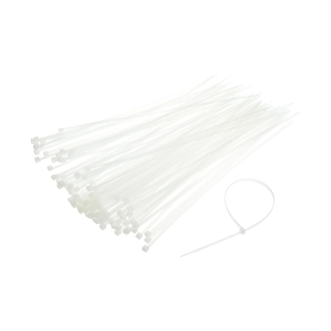Set 100 Buc Soricei - Coliere de plastic, 100 mm x 3 mm, poliamida, Alb, Klevo