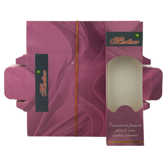 Set 100 Bucati Ambalaje de Carton pentru Martisoare, Klevo, Cutii Brosa, Model Primavara, Mov