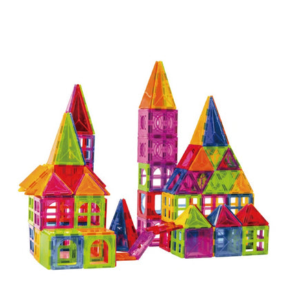 100-piece magnetic building block set, Klevo, magnetic bricks, large, geometric shapes, 3 years old, ABS, magnets, 27.5*21.5*17 cm, multi-color