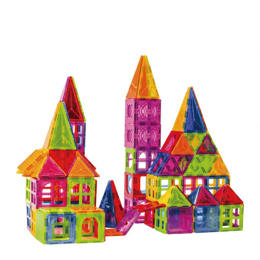 100-piece magnetic building block set, Klevo, magnetic bricks, large, geometric shapes, 3 years old, ABS, magnets, 27.5*21.5*17 cm, multi-color