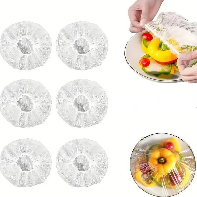 Set 100 Folie de Protectie Elastica pentru Alimente si Boluri Klevo, material plastic, prospetime, diametrul 12 - 40 cm