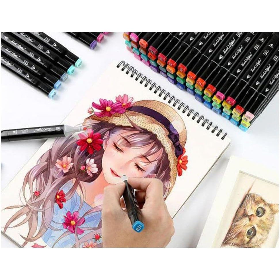 Set 100 Markere Duble, Klevo, pe Baza de Alcool, Geanta Impermeabila Inclusa, Culori Numerotate, 17 x 17.5 x 13.7 cm, Multicolor