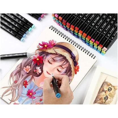 Set 100 Markere Duble, Klevo, pe Baza de Alcool, Geanta Impermeabila Inclusa, Culori Numerotate, 17 x 17.5 x 13.7 cm, Multicolor