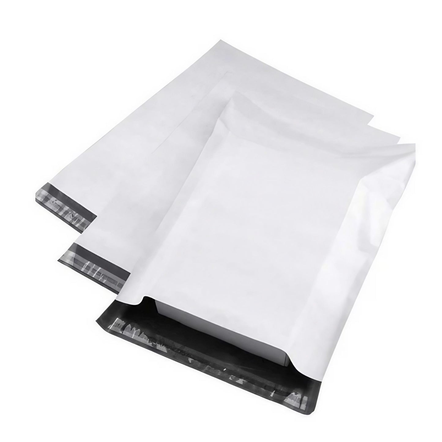 Set 100 Pungi Curierat Autoadezive pentru Ambalare Colete, Rezistente la Transport, Grosime 50 Microni, Alb la Exterior si Negru la Interior, 230x 320x 40 mm