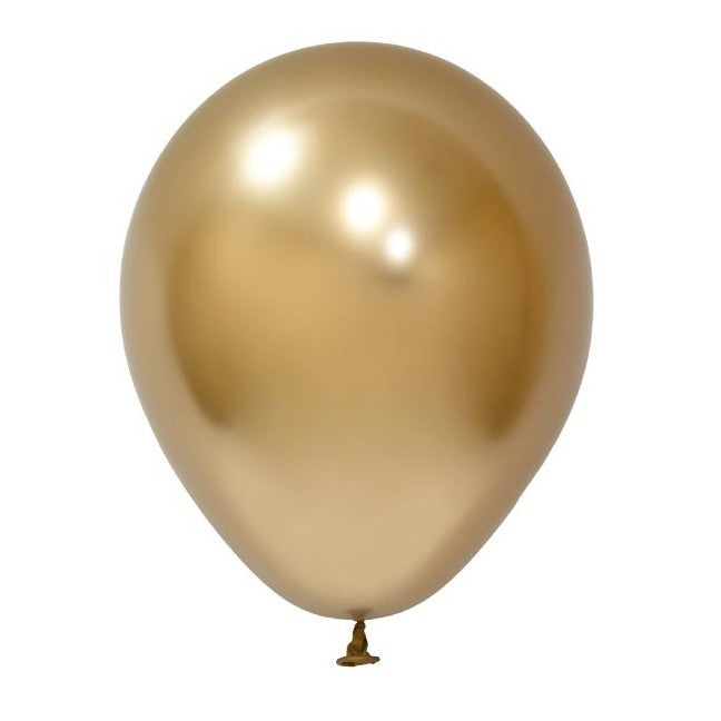 Set 12 Baloane, Klevo, din Latex Chrome, 13 cm, Auriu