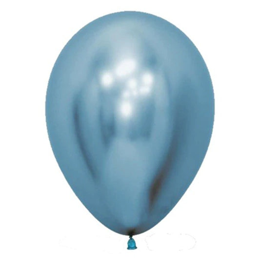 Set 12 Baloane, Klevo, din Latex Chrome, 13 cm, Albastru Deschis