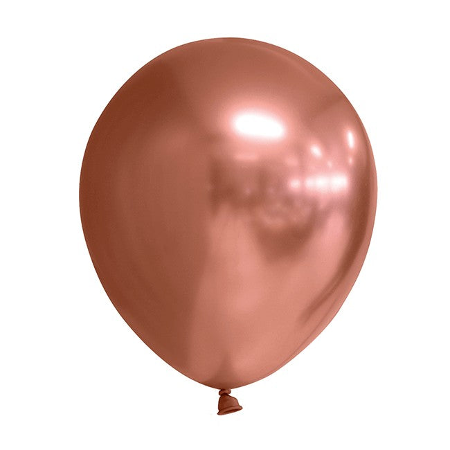 Set 12 Baloane, Klevo, din Latex Chrome, 13 cm, Roz-Auriu