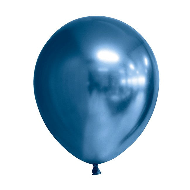 Set 12 Baloane, Klevo, din Latex Chrome, 25 cm, Albastru Inchis