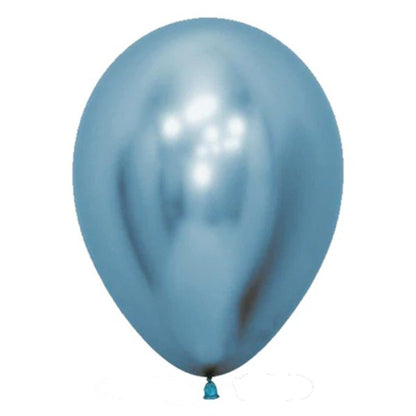 Set 12 Baloane, Klevo, din Latex Chrome, 25 cm, Albastru Deschis